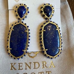 KENDRA SCOTT Gold Blue Lapis Parsons Beaded Oval Drop Earrings
